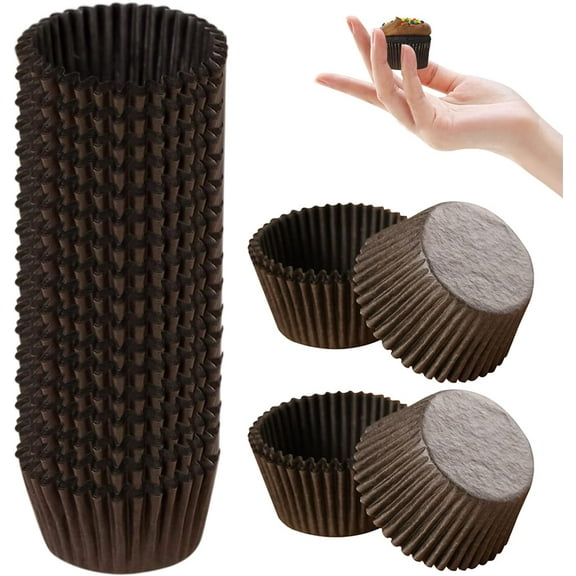 1000pcs Brown Mini Cake Paper Cups, Egg Tart Dessert Cookie Paper Trays, Special Baking Round Paper Cups, Muffins, Chocolate Paper Cups
