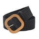 thumbnail image 2 of Cinturón de cintura para mujer Colcomx hebilla cuadrada elástica tejido de paja bohemio negro, 2 of 7