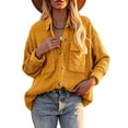 thumbnail image 2 of jsaierl Corduroy Shirt Women Long Sleeve Blouse V-Neck Button Top Winter Long Sleeve Shirt Long Sleeve Short Jacket, 2 of 5