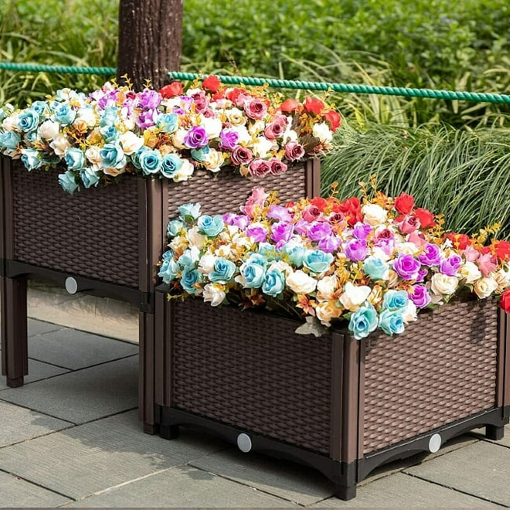 Plastic Square Raised Garden Bed Kit Plastic Planter