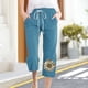 thumbnail image 2 of Pantalones Elásticos de Cintura para Mujeres Impresos de Longitud Completa Casual con Bolsillos, Pantalones de Cintura Alta para Deporte, Vacaciones Al Mar Y Uso Diario, 2 of 4