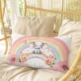 thumbnail image 4 of Pink Elephants Pillow Covers, Linen Long Throw Pillow Case, Cute Rainbow Spring Floral Botanical Holiday Pillow Protector Decorative Cushion Cover for Living Room/Bedroom 12" x 20", 4 of 8