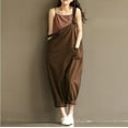 thumbnail image 4 of Womens Casual Loose Linen Pants Cotton Jumpsuit Strap Harem Trousers Overalls, 4 of 5