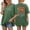 T Shirts for Women Clearance under $5 Army Green, variant on Womens Rainbow Floral Graphic Oversized T Shirts Crewneck Drop Shoulder Summer Tops Boho Boyfriend Tee