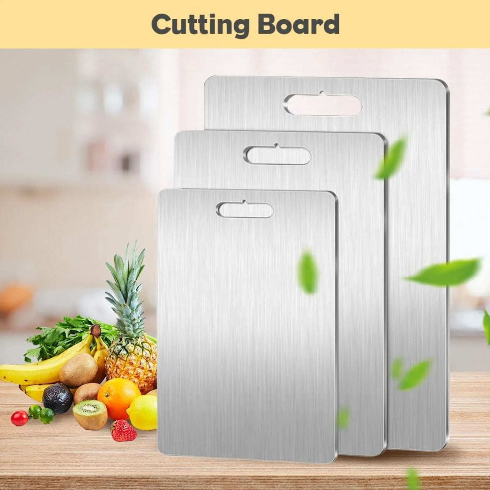Sleek Stainless Steel Chopping Board – Durable, Easy-to-Clean Kitchen Cutting Board with Built-in Hanging Hole L