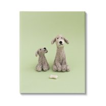 Stupell Happy Dogs & Bone Green Background Animals & Insects Photography Gallery Wrapped Canvas Print Wall Art