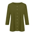 thumbnail image 4 of Fiaer Women'S Crew Neck 3/4 Sleeve Cardigans Sweaters Button Down Open Front Solid Color Loose Long Sleeve Tops Green M, 4 of 4