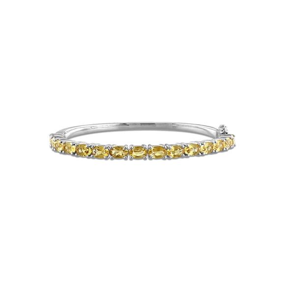 Gem & Harmony 7.05 Carat (Ctw) Citrine Bangle Bracelet in Sterling Silver for Women