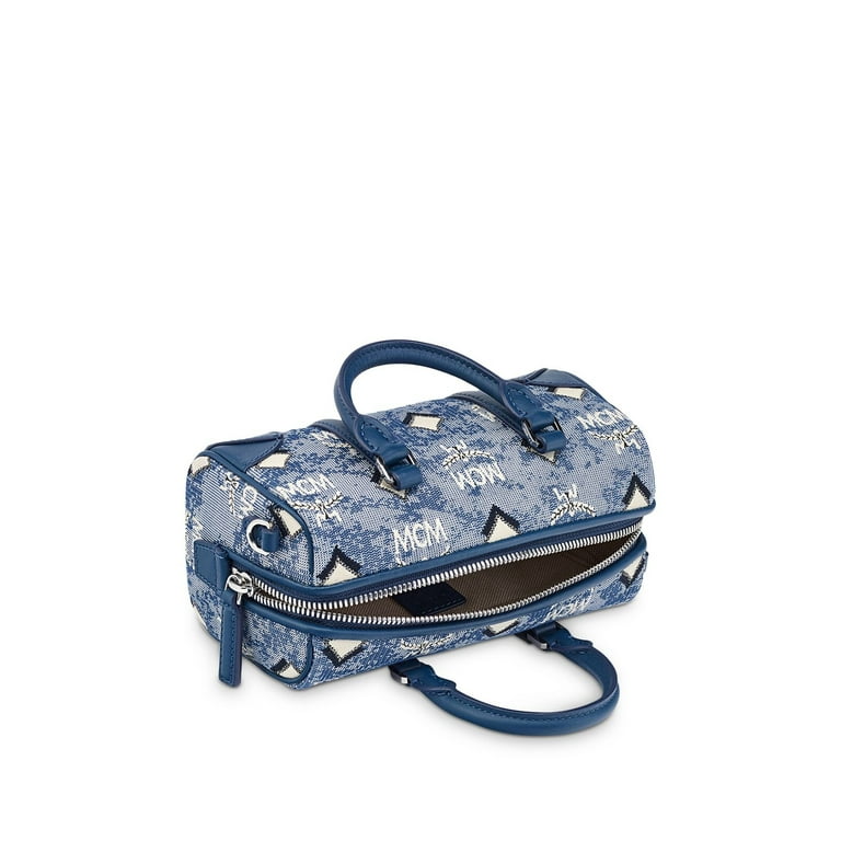 バッグ・カバンその他 MCM Woman Mini bag Gnawed Blue MWHESAC01 E3 MCM Designer Women's Blue Crossbody Handbag with Double