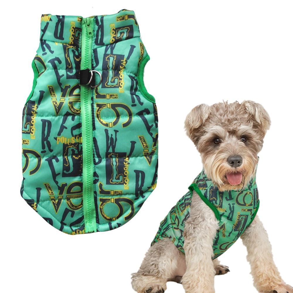 Fashion Vest Dog Jacket Warm Zip Up Dog Bomber Vest Leash Winter