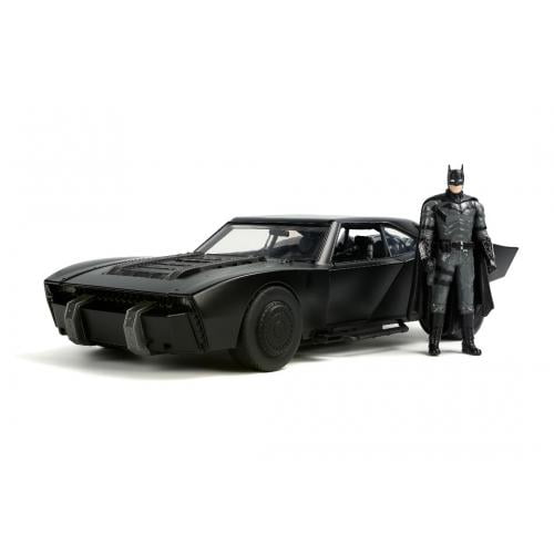 Jada 32504 1-18 Scale Batmobile Matt Black with Lights with Batman Diecast Figurine The Batman Movie DC Comics Model Car