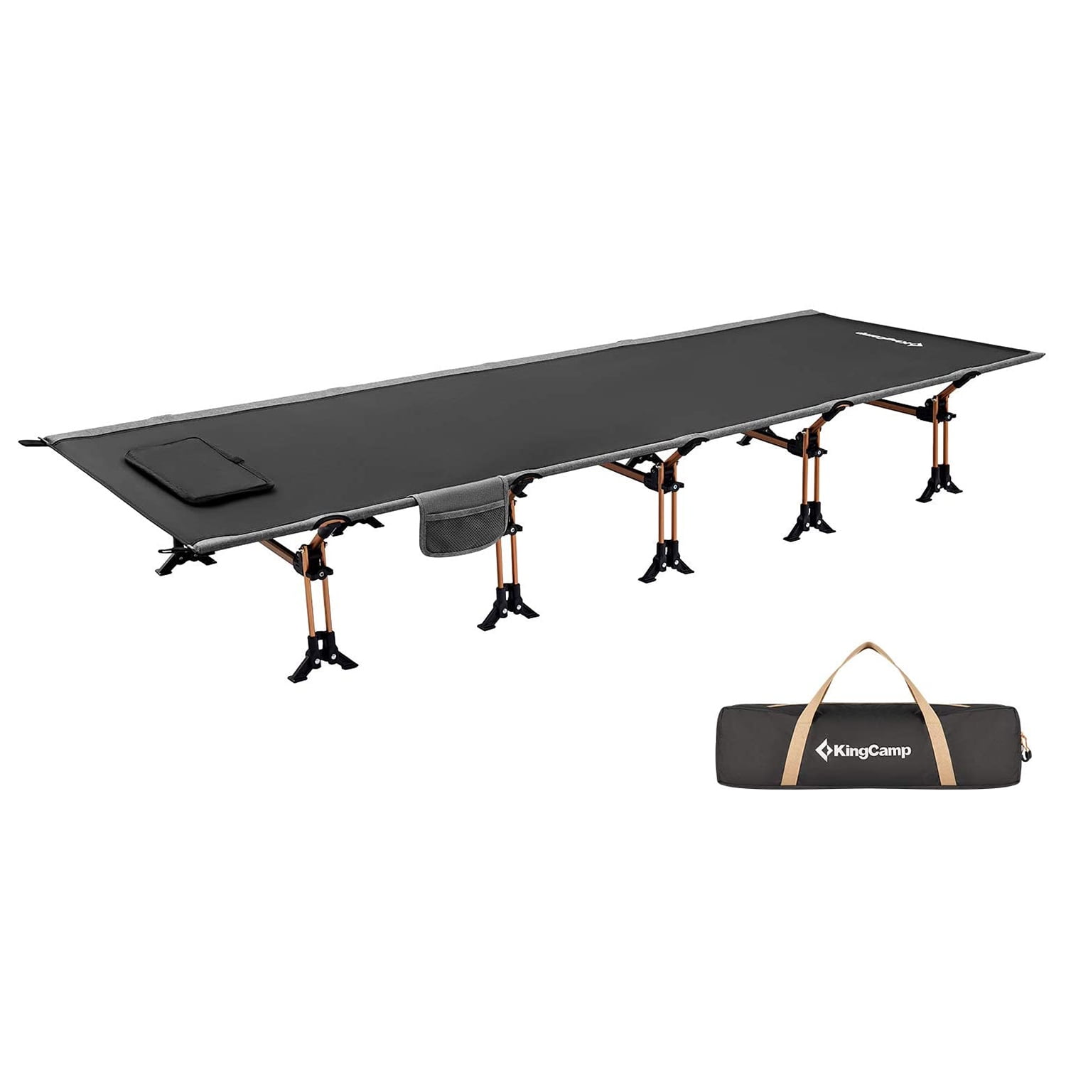 KingCamp Ultralight Compact Folding Camping & Guest Bed Cot w/ Bag, Black