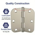 thumbnail image 2 of Treasem Squeak-free Door Hinges, 3.5 inch, 5/8" Radius Rounded Corners, Steel, 12 Pack, Satin Nickel, 2 of 8