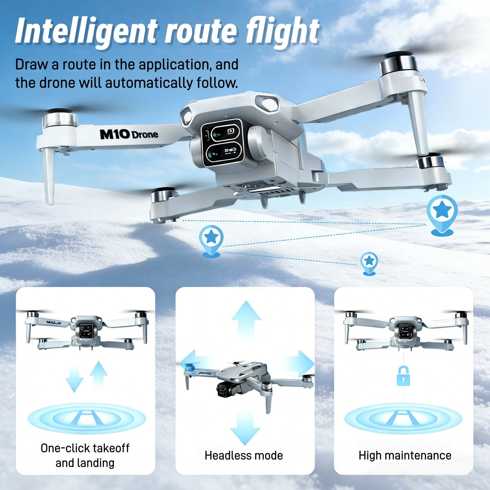 Foldable Dual-Camera Drone with Brushless Motor, Optical Flow Positioning, 4K HD FPV, Long Flight Time with 2 Batteries, Remote Control – Gray.