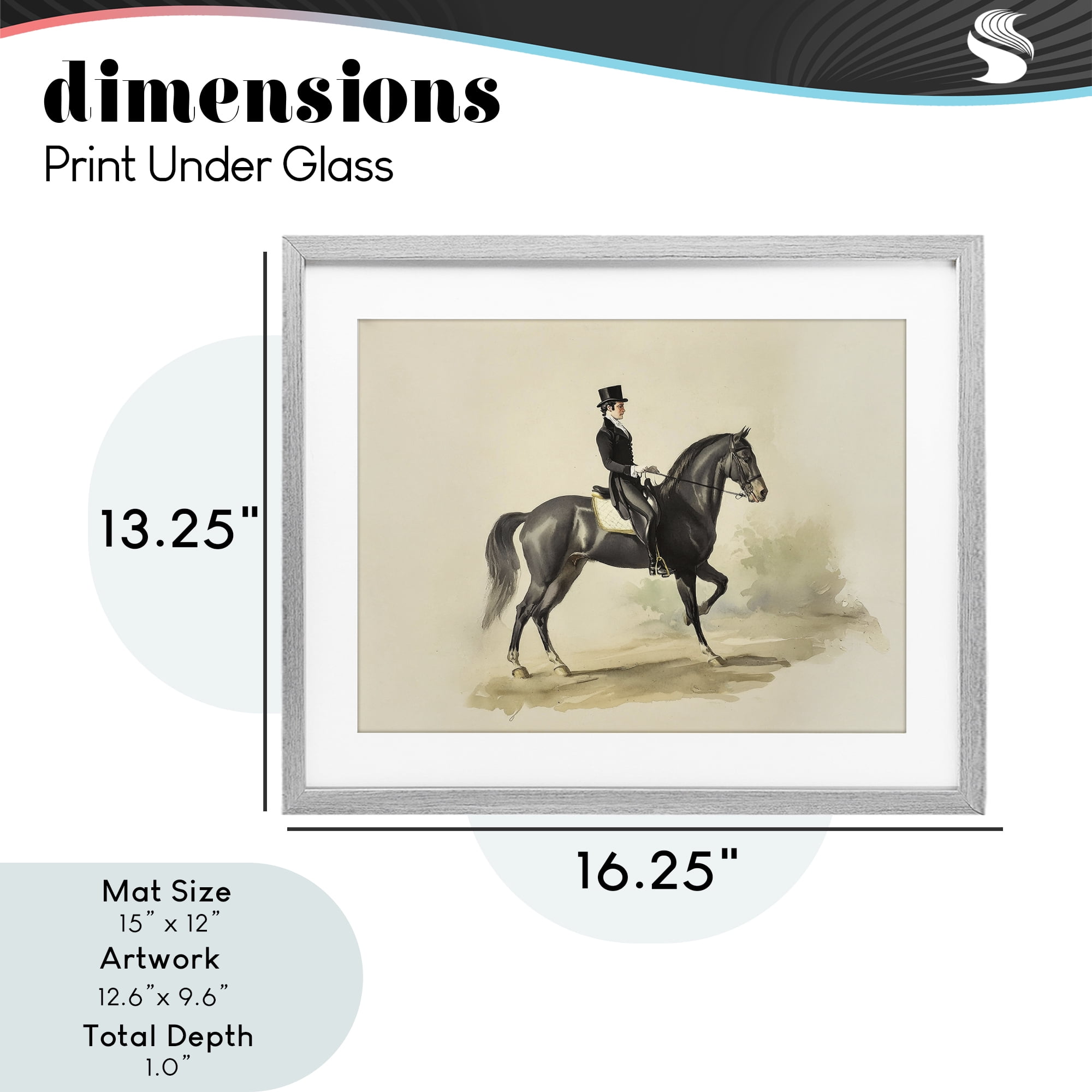 Stupell Industries Gentleman On A Horse Gray Framed Print Under Glass, design by Sisi and Seb