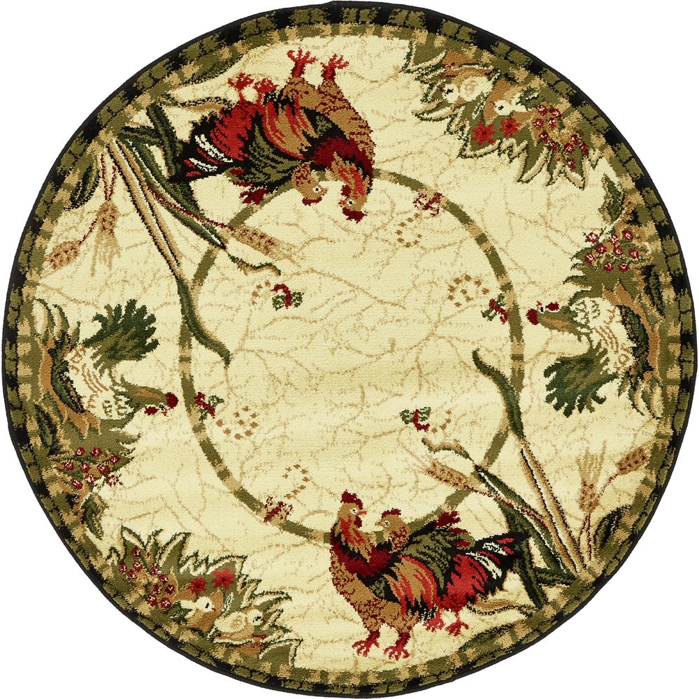 Unique Loom Round Animal Print Farmhouse Area Rugs, Multicolor