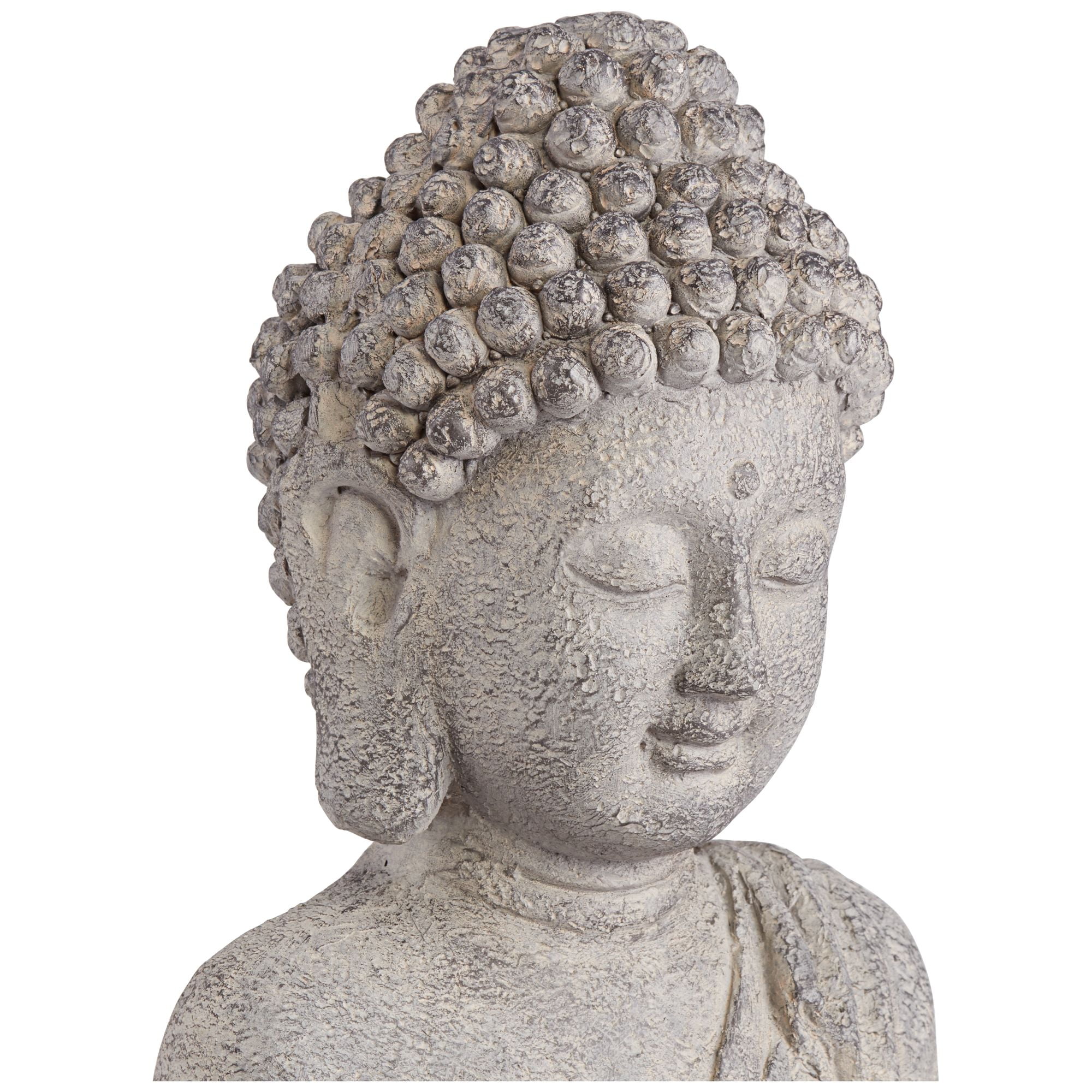 John Timberland Standing Buddha Statue Sculpture Zen Asian Garden Decor Indoor Outdoor Front Porch Patio Gray Faux Stone 32" Tall