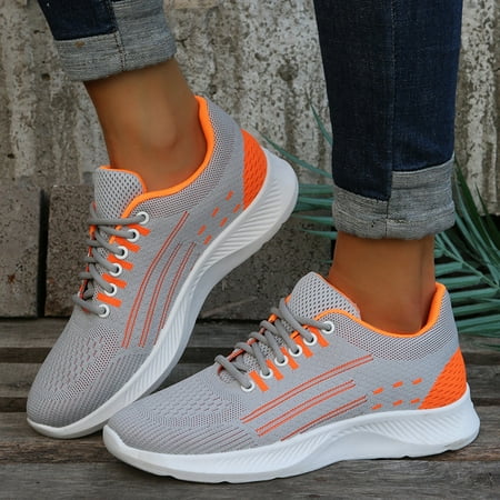 

PhoneSoap Ladies Wedge Breathable Sneakers Fashion Casual Breathable Soft Sole Sneakers Grey