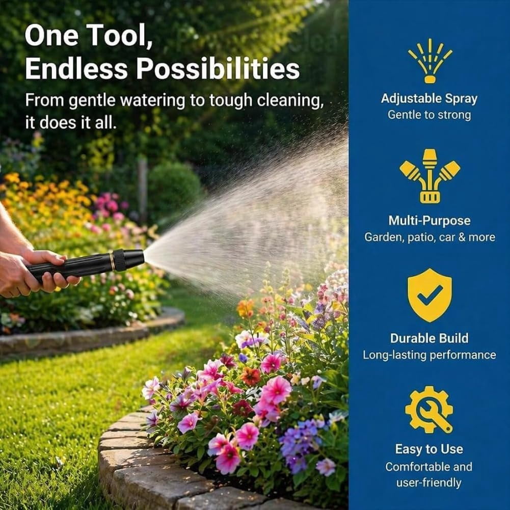 2027 Upgraded High Pressure Water Gun, Home High Pressure Car Wash Water Gun with Adjustable Spray Patterns for Car Washing, Watering Plants & Vegetables, Garden Hose Use