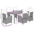 thumbnail image 4 of vidaXL 7 Piece Garden Dining Set with Cushions Black Poly Rattan, 4 of 5