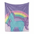 thumbnail image 1 of Unicorn Soft Flannel Fleece Throw Blanket, Pony Rainbow Dreamy Color Nursery Theme, Cozy Plush for Indoor and Outdoor Use, 50" x 70", Lavender Blue Multicolor, by Ambesonne, 1 of 5