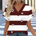 thumbnail image 2 of Sexlip Women's Top V-Neck Short Sleeve Loose Fit Comfortable Wear Daily Wear Essential Durable Quality Fashion Forward Brown S, 2 of 6