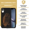 thumbnail image 7 of Wood phone case for iPhone XR compatible protective cell phone cover shockproof slim fit laser engraved Owl Sketch design Black wood case for Men & Women by CaseYard, 7 of 7