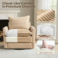thumbnail image 6 of Vcatnet Swivel Accent Chair 360°Corduroy Swivel Armchair Reading Chair with Side Pockets for Living Room, Bedroom, Reading Room Beige, 6 of 8