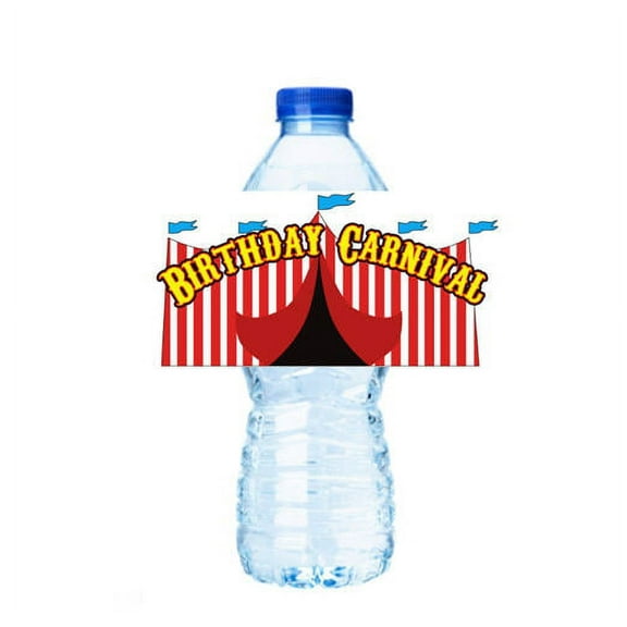 Birthday Carnival Party Decoration 15ct Water Bottle Label Stickers