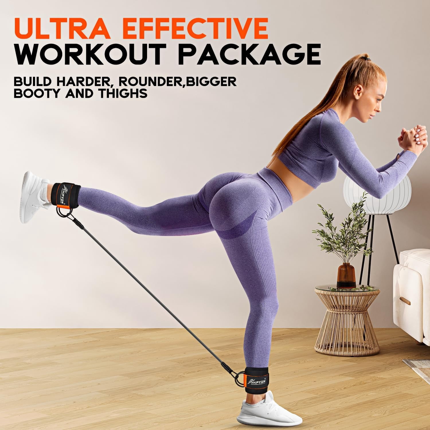 JJEAN-Ankle Resistance Bands, Ankle Bands for Working Out with Cuffs, Resistance Bands for Leg Butt Training Workout Equipment for Kickbacks Hip Gluteus Training, Ankle Strap with Exercise Bands