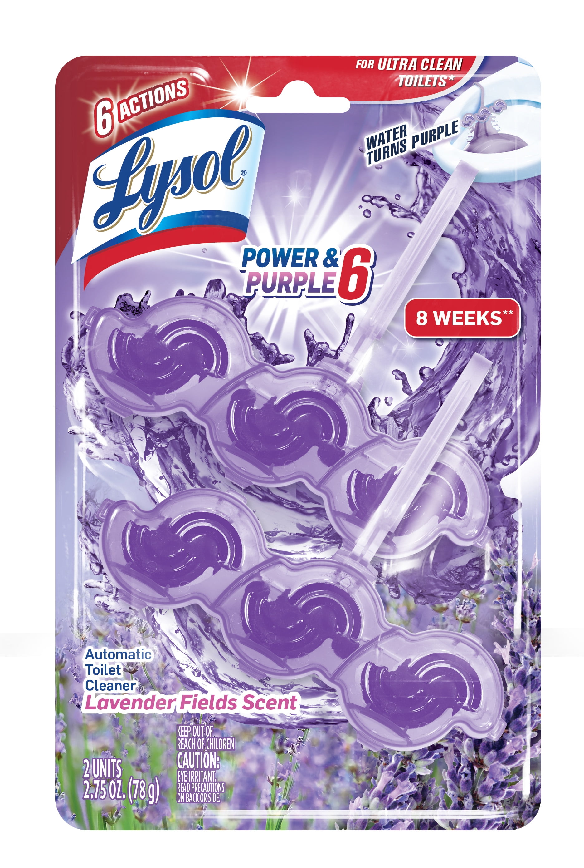 Lysol Automatic Toilet Bowl Cleaner, Power and Purple 6, Lavender, 2ct
