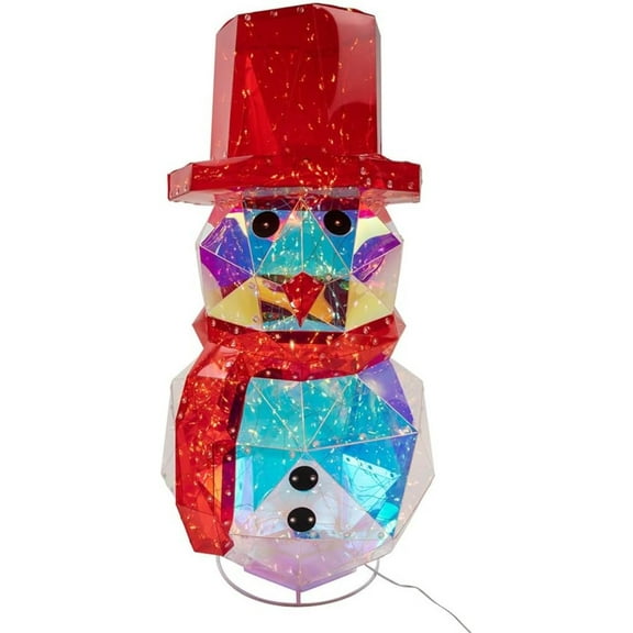Kurt Adler Iridescent Lit Snowman Indoor or Outdoor Christmas Decoration, 24in
