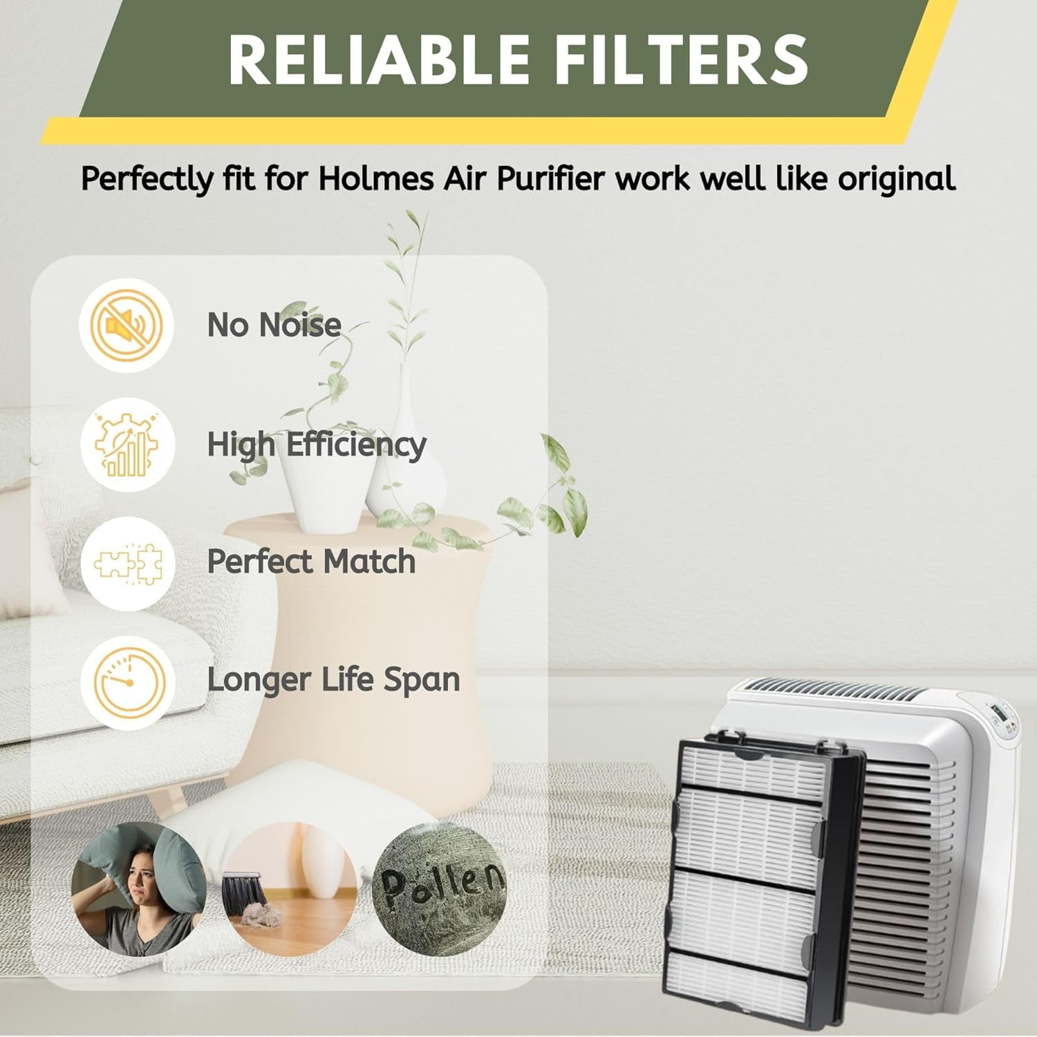 Nispira HAPF600 True HEPA Filter Replacement Compatible with Holmes Air Purifier, 6 Packs