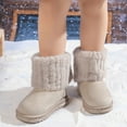 thumbnail image 2 of Girls Platform Snow Boots Plush Fold Over Casual Suede Round Toe Chunky Soft Sole Pull on High Top Winter Ankle Booties 12.5 Little Kid Khaki, 2 of 7