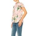 thumbnail image 2 of Women's Floral Print Overlapping Short Sleeve Top with Front Tie Collar, 2 of 5