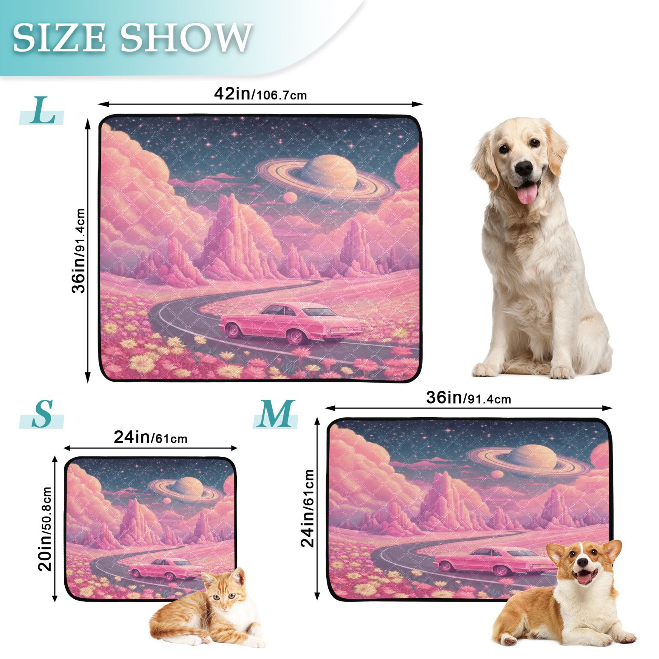 Washable Pet Pee Pads with Super Absorbent Reusable Training Pads for Dogs & Cats A Pink Landscape