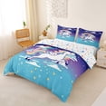 thumbnail image 3 of Metsweet Magical Horse Duvet Cover Queen, Cartoon Rainbow Starry Sky Queen Bedding, Blue Purple,3-Piece,1 Duvet Cover and 2 Pillowcases, 3 of 6