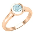 thumbnail image 1 of Dazzlingrock Collection 5mm Round Aquamarine Solitaire Engagement Ring for Women (Color Blue, Clarity Moderately Included) in 14K Rose Gold, Size 7, 1 of 5