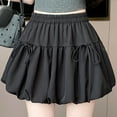 thumbnail image 3 of Felirenzacia Women's Y2k Bubble Skirt Bow Front Mini Skirt High Waisted A Line Skirts Ruffle Hem Loose Puffer Skirt, 3 of 5