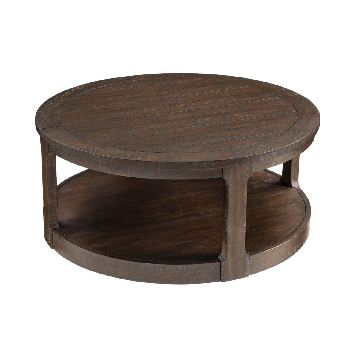 40inch Large Curved 2 Tier Traditional Round Circle Wooden Center Coffee Table,Rounded Table with Wheels,Mid Century Rustic Style Table for living Room,Office,Apartment,OAK