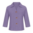 thumbnail image 4 of CUSTG Women Blouses Solid Color Relaxed Button Up Tops For With Casual Breathable Everyday Wear Lightweight Comfort Half Sleeve Lapel Stylish Ladies Summer Shirts, 4 of 4
