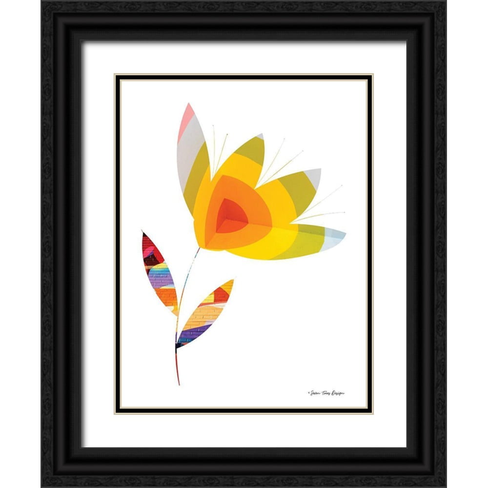 Seven Trees Design 19x24 Black Ornate Wood Framed with Double Matting Museum Art Print Titled - Street Art Flower I