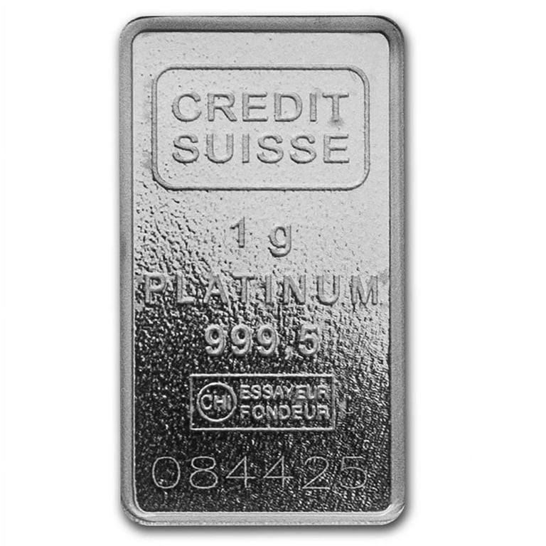 Credit Suisse 1g Platinum Bar - Authentic, Tamper-Evident Assay