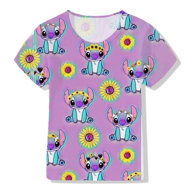 Ropa de punto para niños, camiseta de Disney, camiseta de dibujos animados para niños Kawai, animación de moda, nueva camiseta de manga corta para niños y niñas 100 Gao Jinjia LED