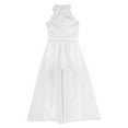 thumbnail image 5 of Yartina Kids Flower Girl Dressy Jumpsuits Wedding Party Girls Halter Sleeveless Wide Leg Rompers Pink 6, 5 of 7