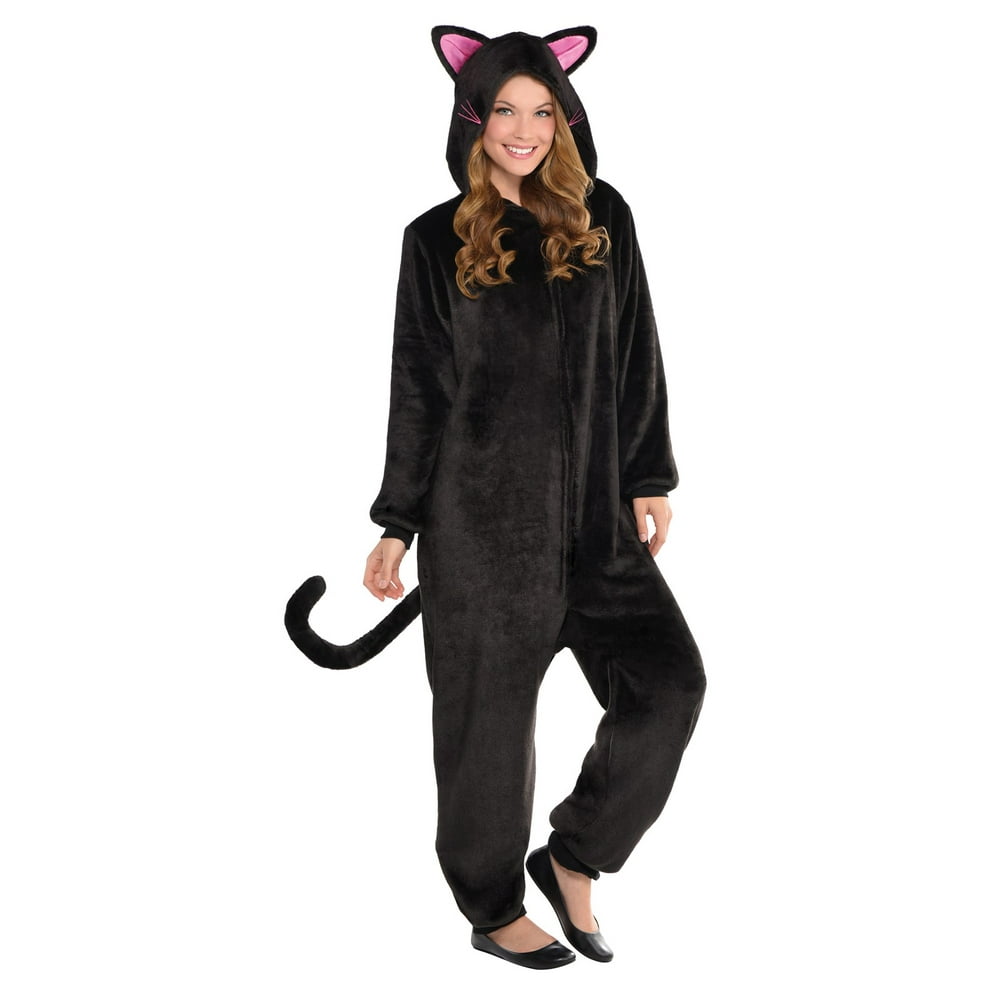 Adult Black Cat Onesie Costume - Walmart.com - Walmart.com