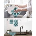 thumbnail image 5 of Abstract Geometric Kitchen Dish Towels for Drying Dishes Set of 3, Vintage Rhombus Circle Texture Green Waffle Weave Microfiber Hand Tea Bathroom Towels Quick Dry & Absorbent Towel 15.7x23.6, 5 of 7