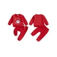 thumbnail image 2 of Toddler Baby Girl Boy Christmas Outfits 0 6 12 18 24 Months 2T 3T Santa Claus Letter Embroidery Long Sleeve Sweatshirt with Solid Pants Clothing Set, 2 of 9