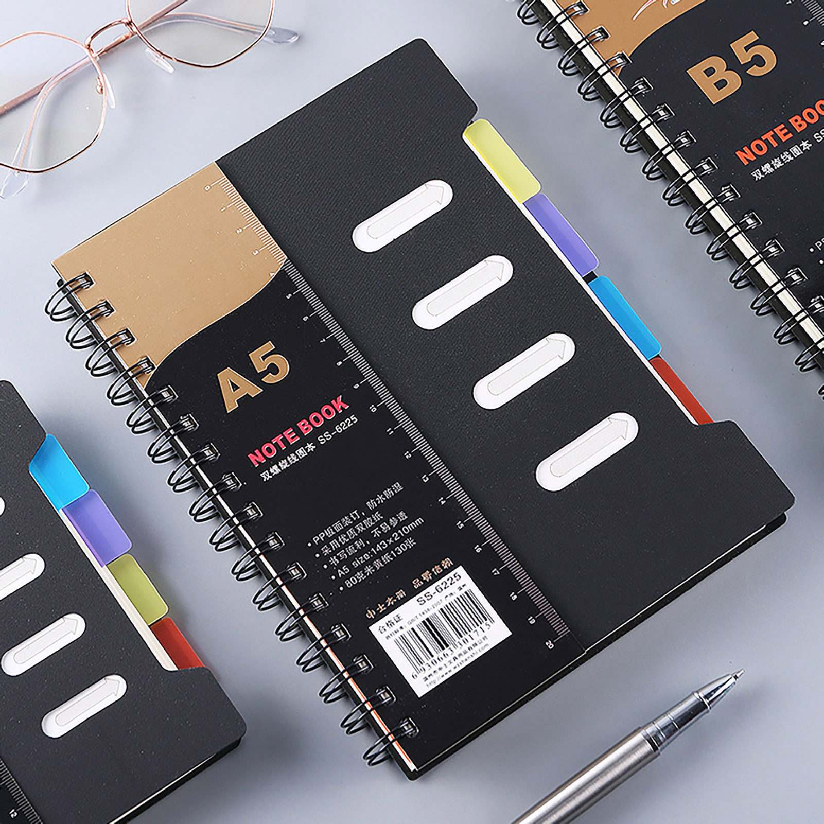 Homerr Notebook Spiral Notebook with Dividers Smooth Writing Premium Thickened Page Coil Ring A5/B5 Notebook Planner Office Supplies Spiral Notebook