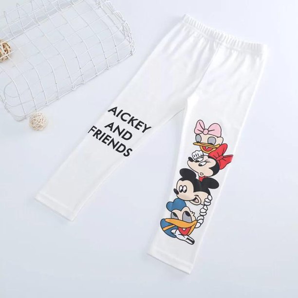 Leggings informales simples para niña, pantalones versátiles con estampado de Minnie para bebé, nuevo diseño de Disney, pantalones ajustados de Color sólido